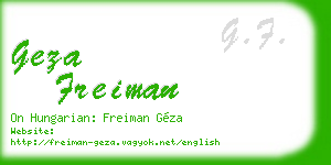 geza freiman business card